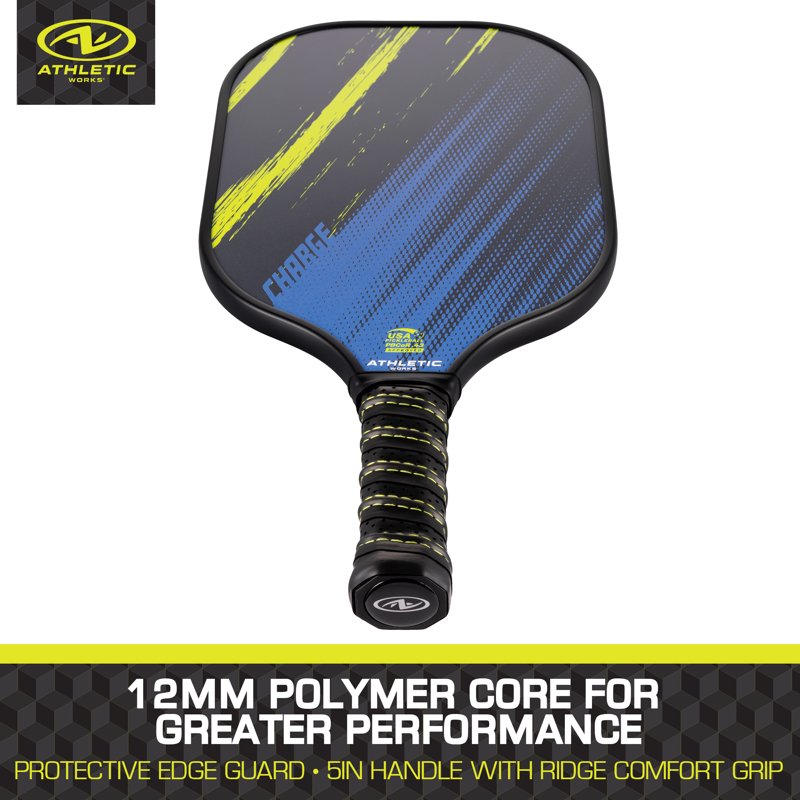 Athletic Works Charge Fiberglass Pickleball Paddle - Blue (Variation: Blue, Yellow, Single)