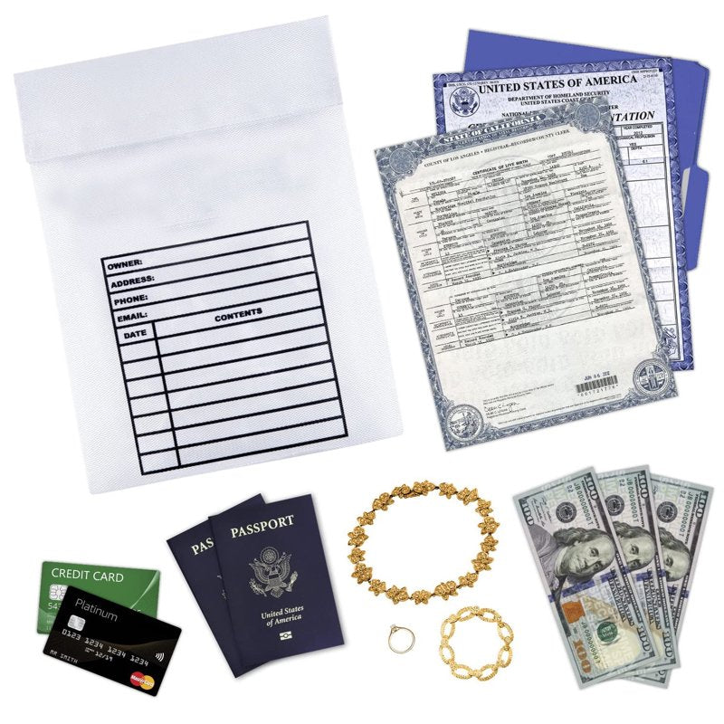 Fireproof Document & Valuables Storage Bag 16x12 Silicone Coated Safe Bag
