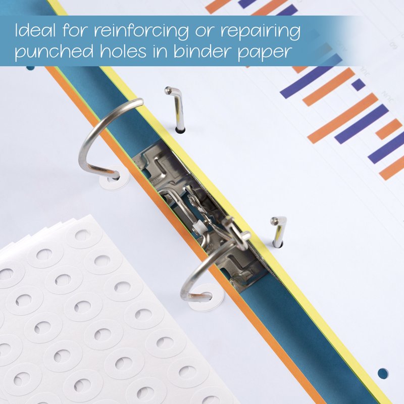 Reinforcement Labels for Punched Holes - 1/4 Inch Rings, Pack of 544