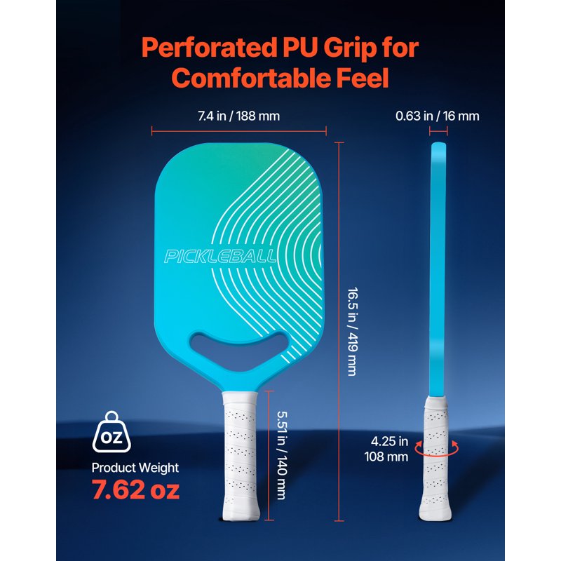 Vevor Pickleball Paddle with Aero Throat Carbon Fiber Surface & Honeycomb Core