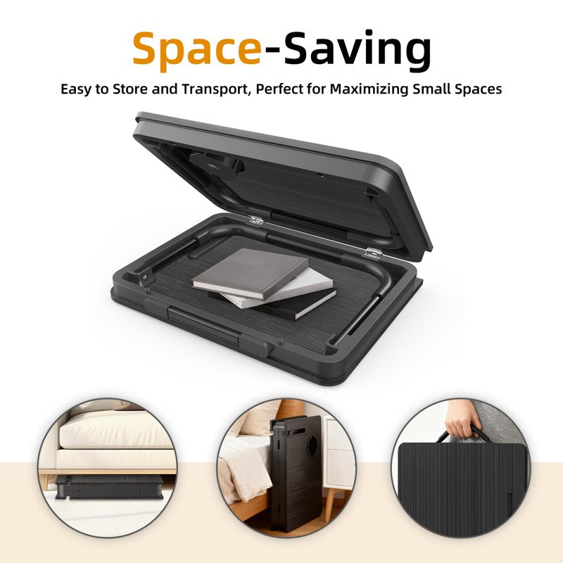 Portable Foldable Lap Desk for Bed and Couch with Cup & Phone Holder - Black (Variation: Black)