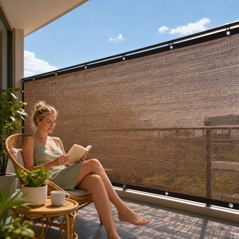 Outdoor Shade Cloth Privacy Screen - Brown UV Blocker 90% Sun Shade Mesh