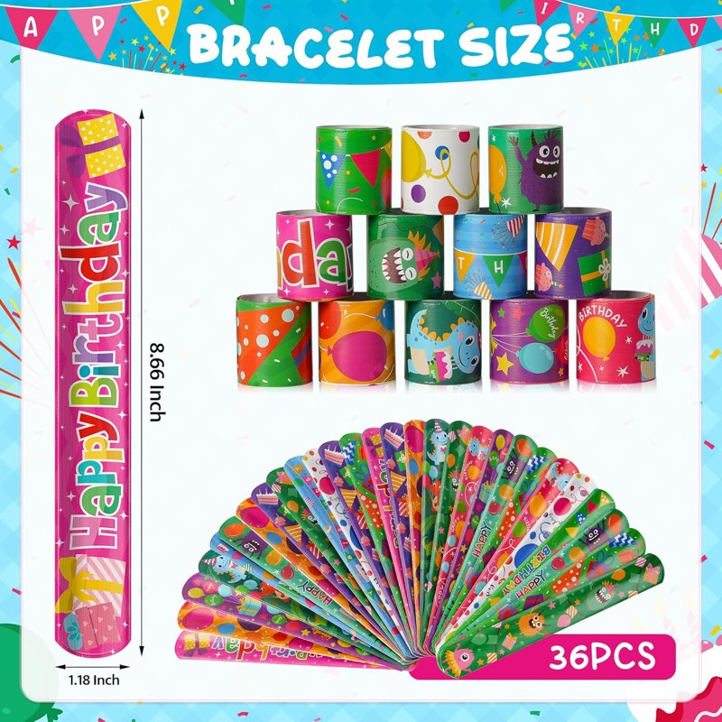 36Pcs Easter Slap Bracelets Set - Bunny, Egg & Flower Designs for Kids & Parties