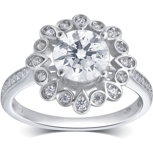 1.5 Carat Total Weight Cubic Zirconia Antique Ring - Elegant Jewelry