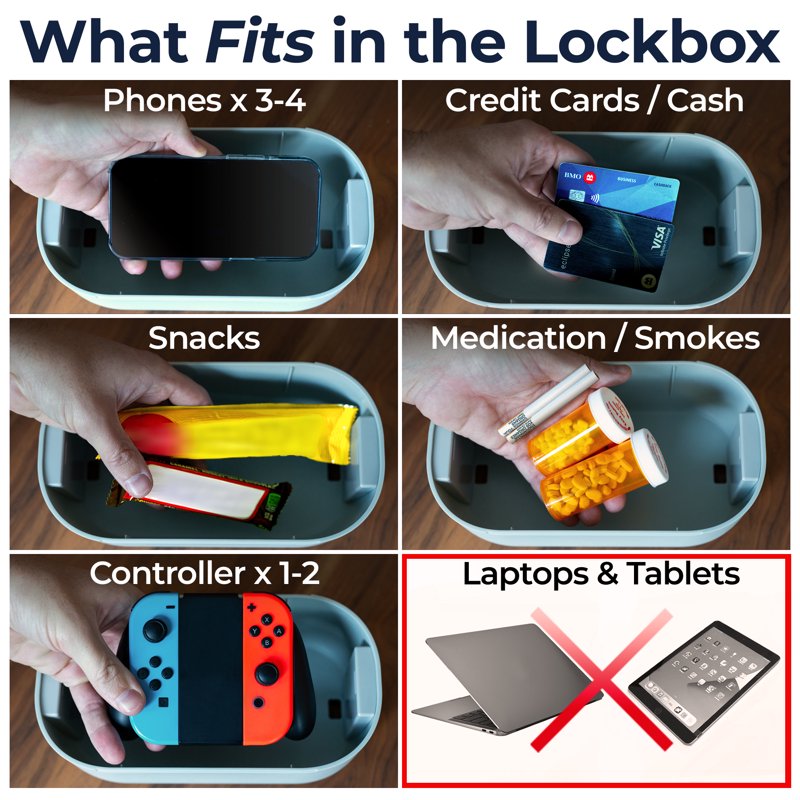 Timed Lock Box for Phones Snacks and Gaming Controllers with 3 Lock Modes