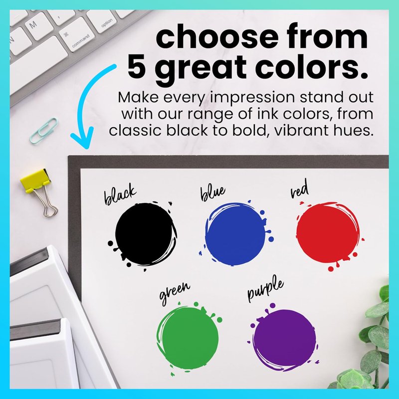 Ink Pad for Rubber Stamps 1-7/8 x 3-1/8 Inches - Black, Purple, Red, Blue