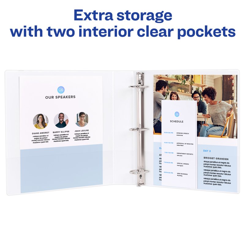 Durable View 3-Ring Binders 1.5 Inch, Pack of 4 White Office Binders