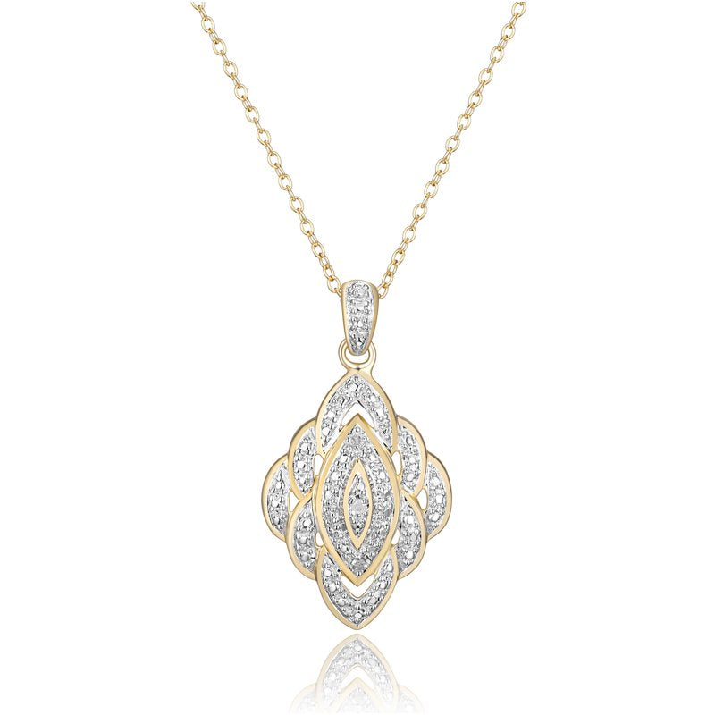 Diamond Accent Jewelry Set - Earrings Pendant & Ring in 18K Gold over Bronze