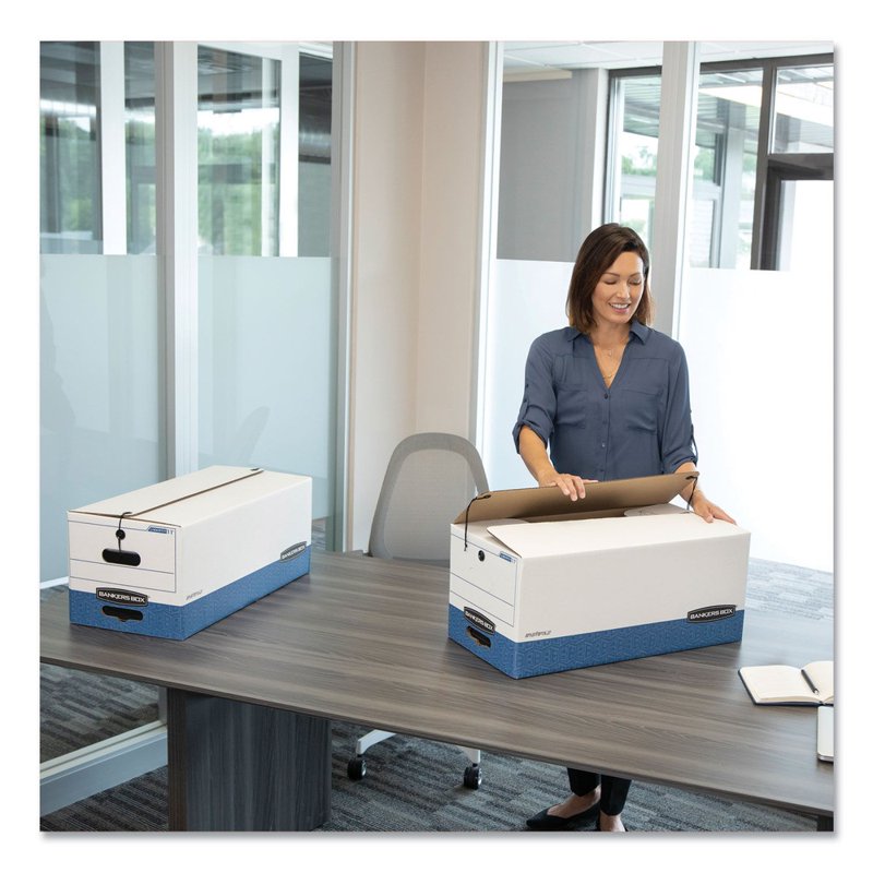 Medium-Duty Storage File Boxes - 12.25 x 16 x 11 Inches, White/Blue, 4 Pack