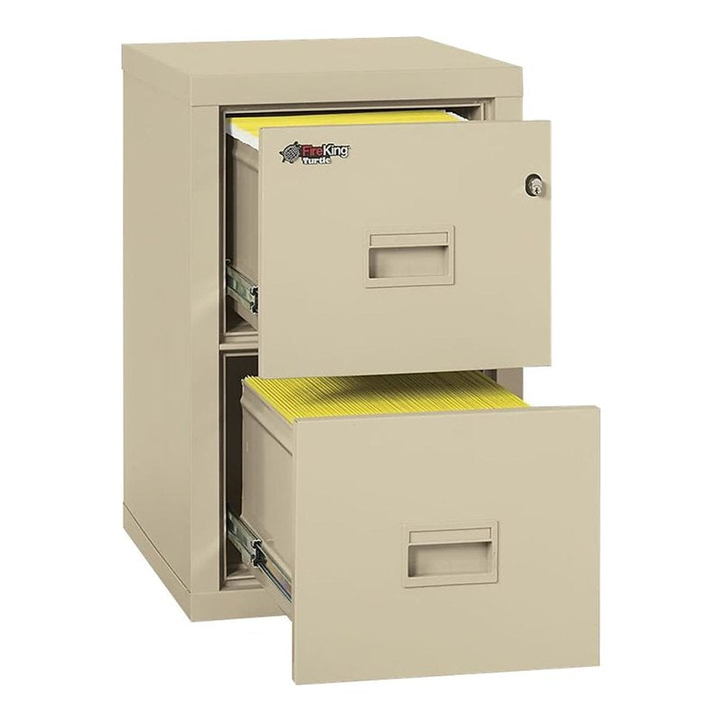 FireKing Insulated Fire-Resistant Turtle File Cabinet - 17.7 x 22.1 x 27.8 Inches, 2-Drawers, Parchment Finish