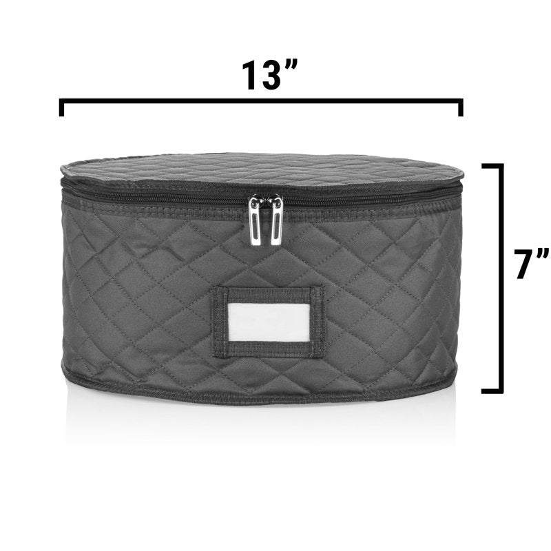 Stackable Dinner Plate Storage Container for 12 Plates - Felt Dividers, Padded Interior, 13 Inch Size