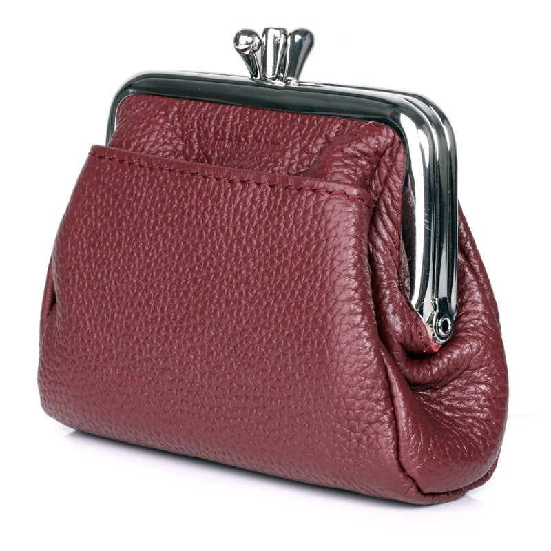 Leather Coin Purse with Triple Frame - Soft Milled Leather, Multiple Colors