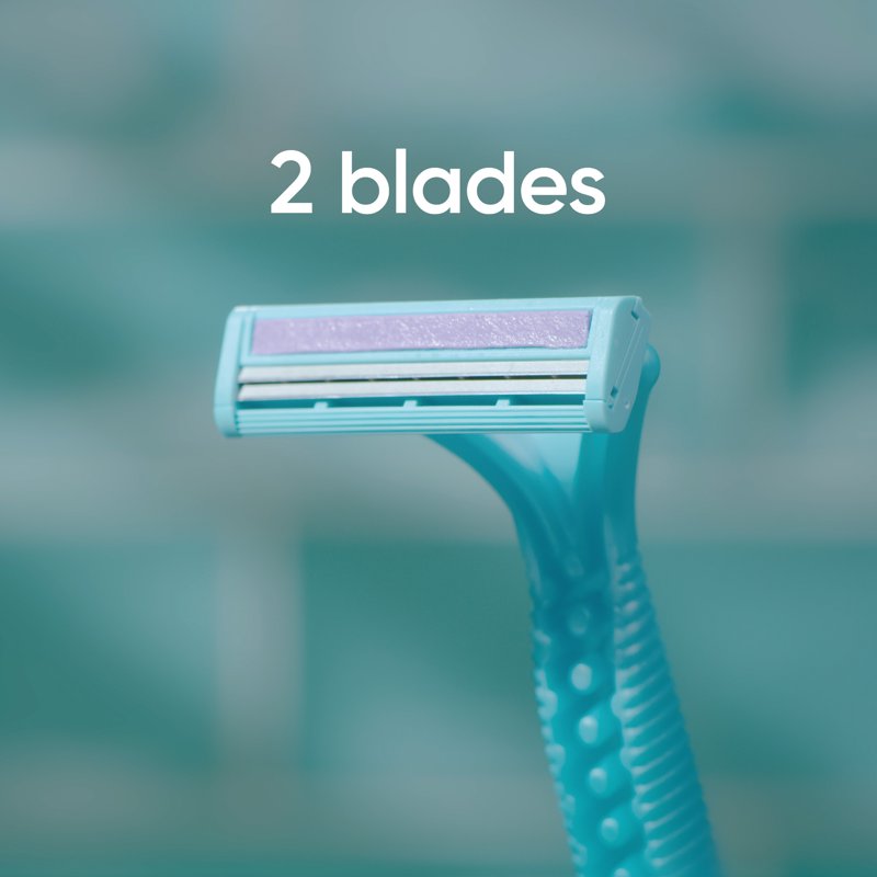 Disposable Razor Set for Women - 2 Blades with Aloe Lubrastrip, Secure Handle