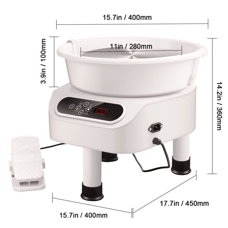 11-Inch Ceramic Pottery Wheel 450W with Touch Screen & Foot Pedal