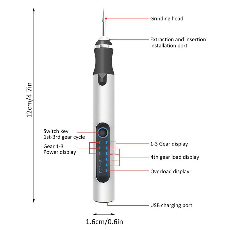 Cordless Engraving Pen for Jewelry Wood Metal Glass - Rechargeable Micro Carving Tool