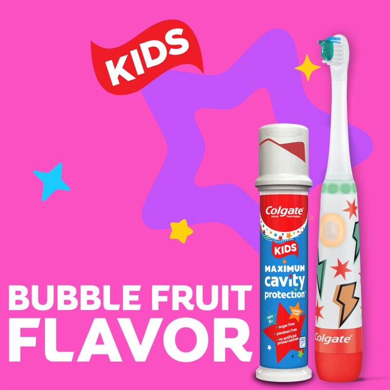 Kids Cavity Protection Toothpaste Pump with Fluoride & Bubble Fruit Flavor, 4.4 oz, Pack of 2