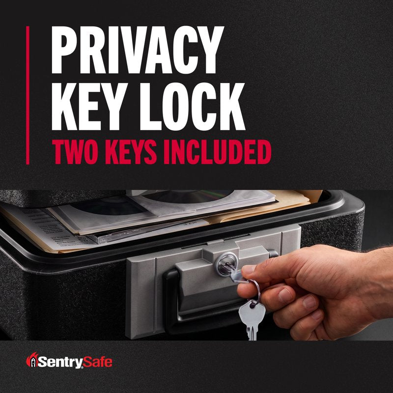 Fire-Resistant Document Safe with Key Lock 0.25 Cu Ft Black