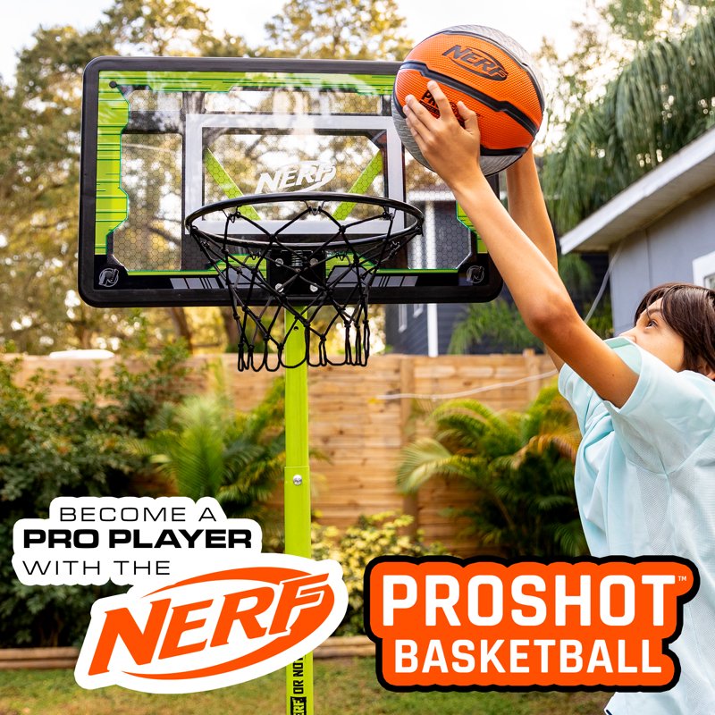 NERF Proshot Official Size Indoor Outdoor Basketball 29.5" with Air Pump