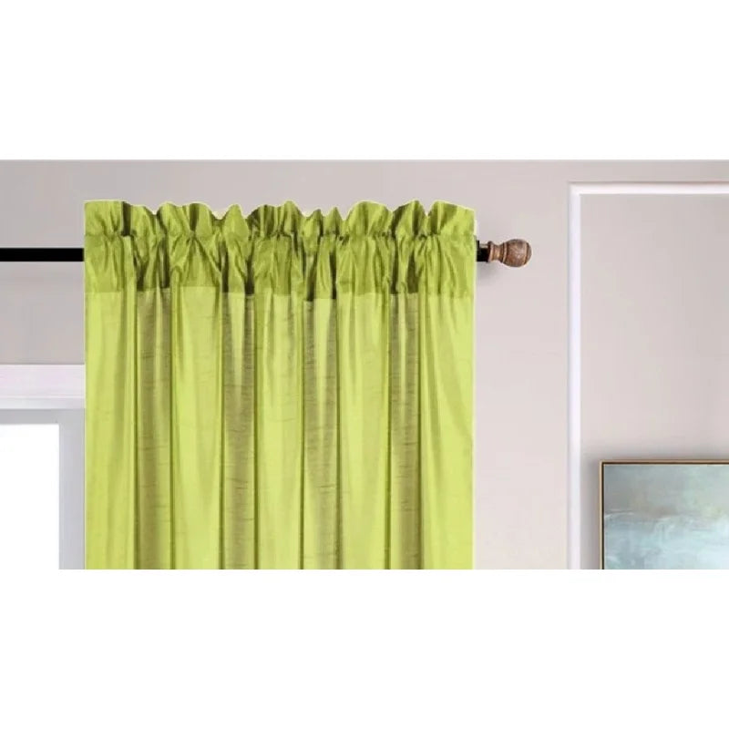 Semi-Sheer Faux Silk Window Curtains Set - Light Filtering Privacy