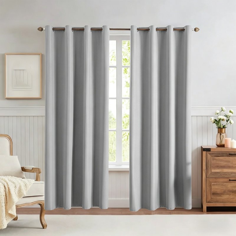 Blackout Insulated Curtain for Bedroom & Living Room - 59x63in No Drill Window Drape