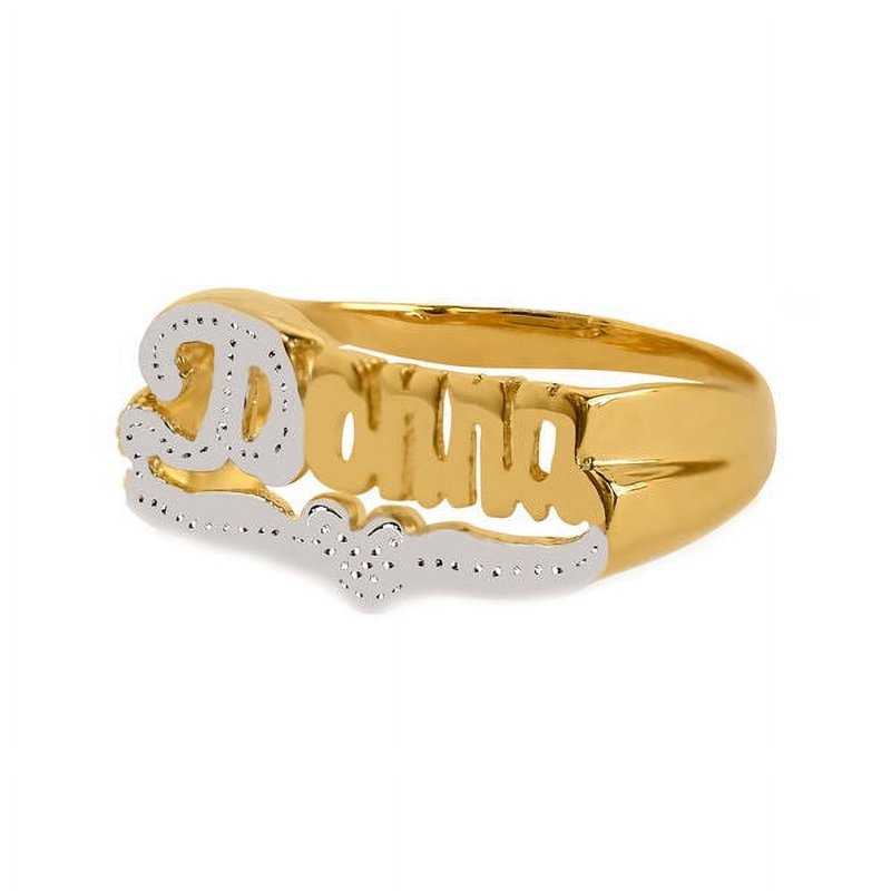 Personalized Name Ring with Beading & Heart Accent - Custom Initial Jewelry