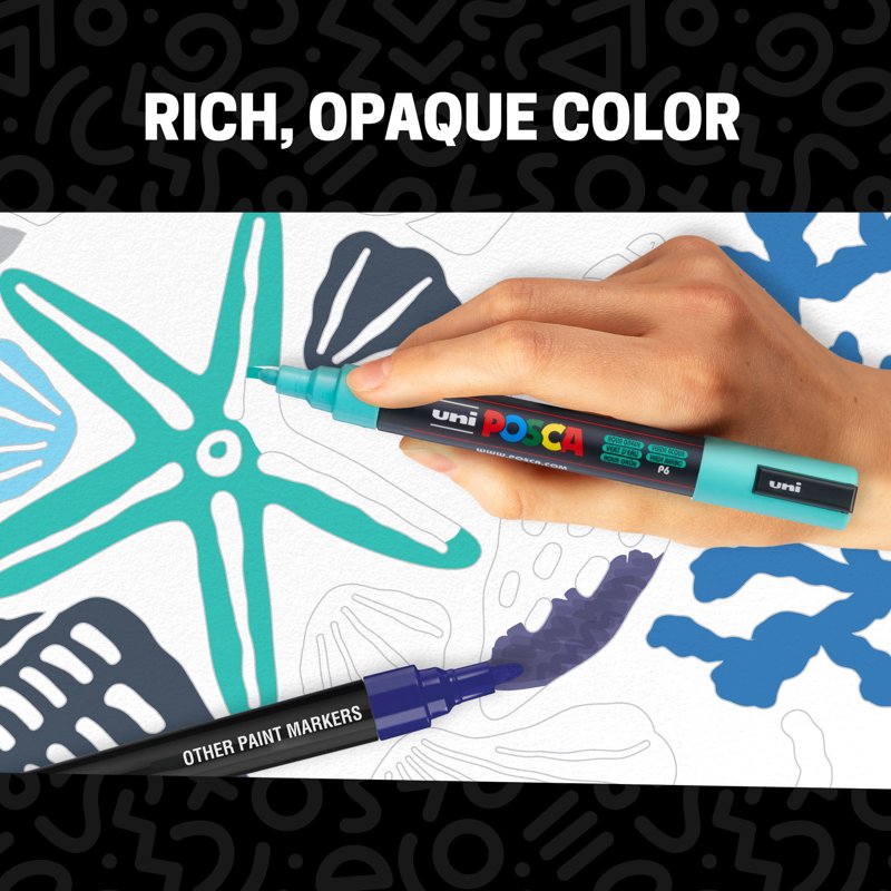 Water-Based Paint Markers Set with Reversible Medium Tips - 8 Cool Tones