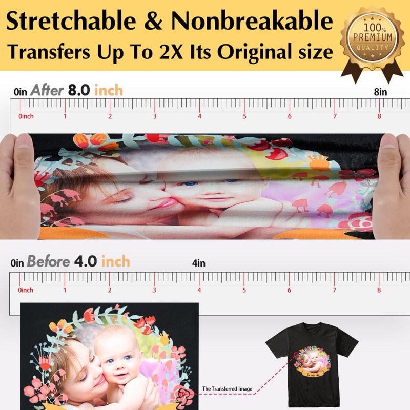 Heat Transfer Paper for Dark Fabrics - 40 Sheets Printable Vinyl for T-Shirts & DIY Projects