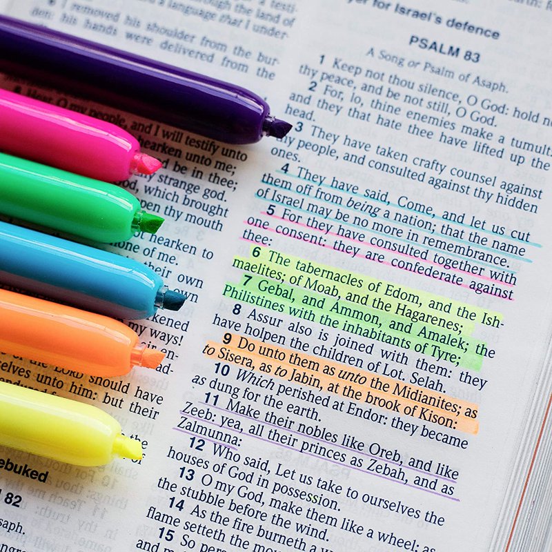 Retractable Highlighters 6-Pack Assorted Colors - Quick Dry, Smear-Resistant