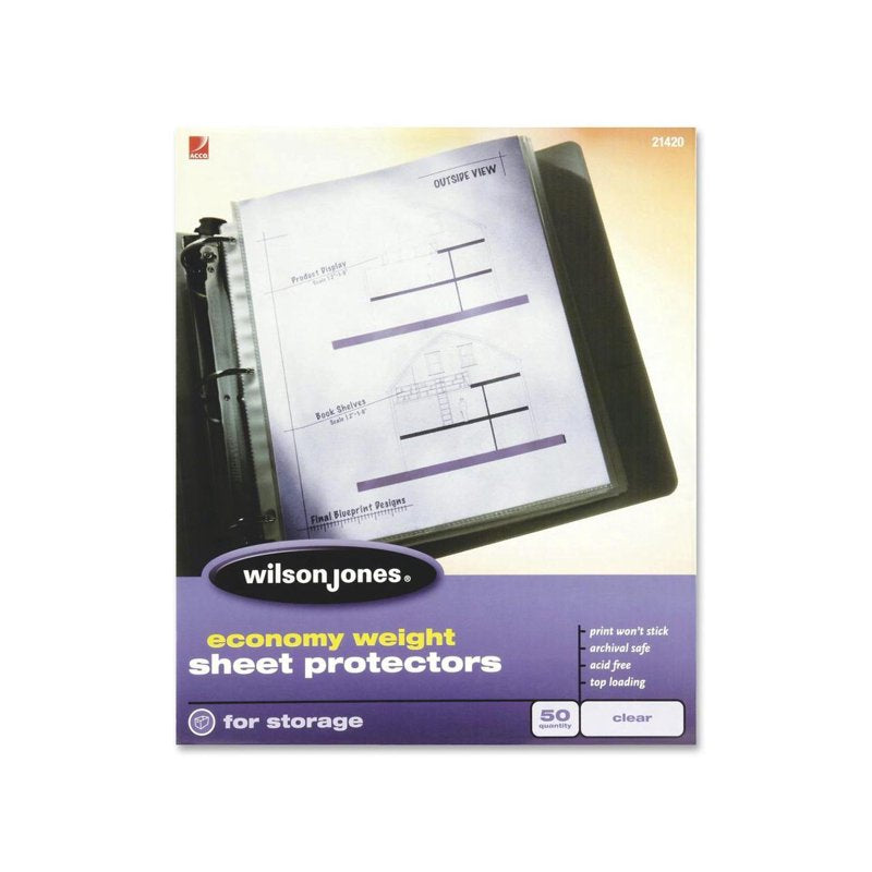 Economy Weight Clear Sheet Protectors - 50 Pack