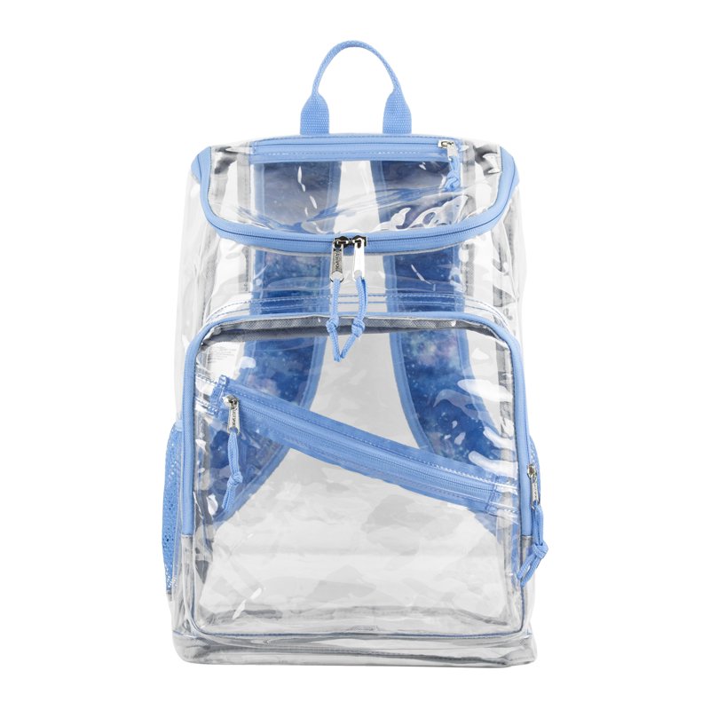 Unisex Clear Top Loader Backpack with Multiple Compartments - Light Blue Galaxy