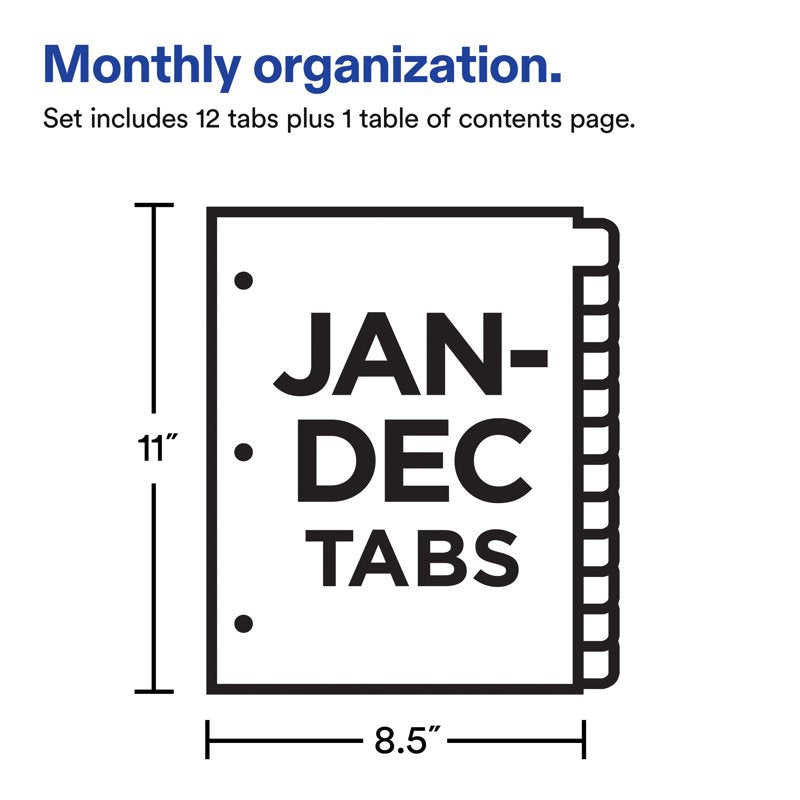 Avery Jan-Dec Binder Dividers with Tabs - Printable Organization Sheets