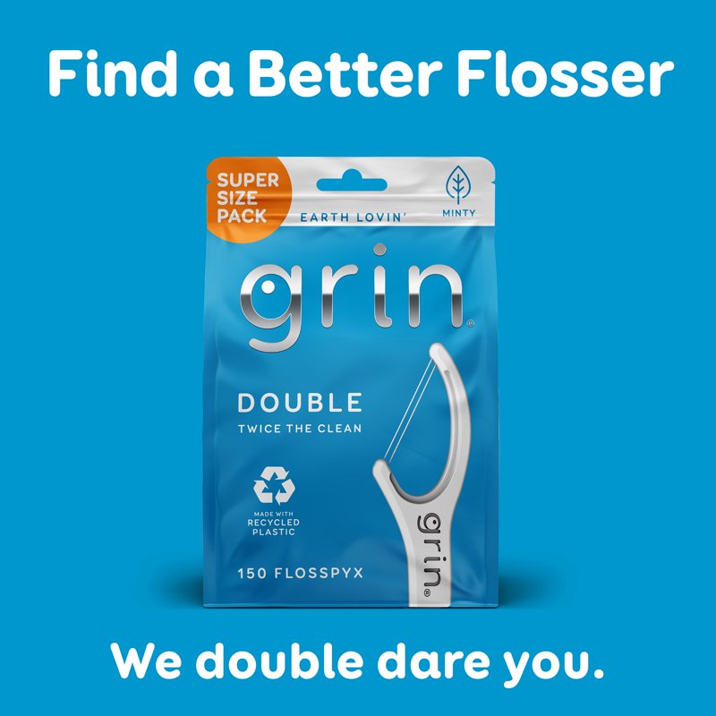 Double Floss Picks Mint Flavor - Eco-Friendly Recycled Plastic, 300 Count