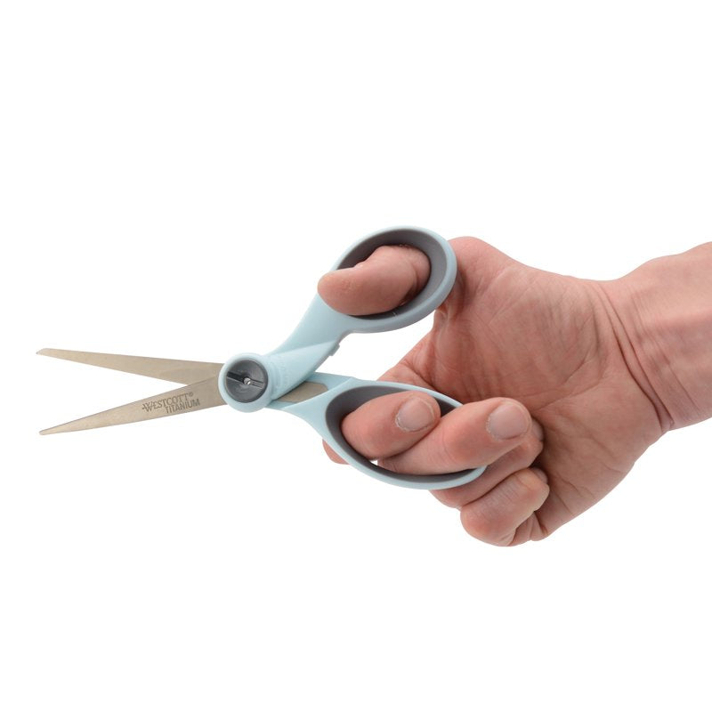 7-Inch Titanium Bonded Sewing Scissors with Micro-Tip & Adjustable Glide - Light Blue