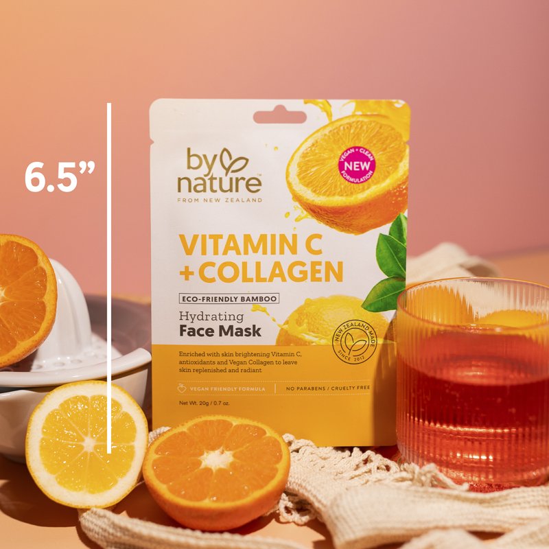 Vitamin C and Collagen Hydrating Sheet Face Masks 6+ Pack | Brighten & Firm Skin
