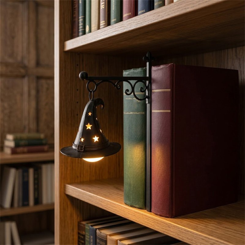 Halloween Witch Hat LED Light for Bookshelf and Decor - Spooky Library Accent