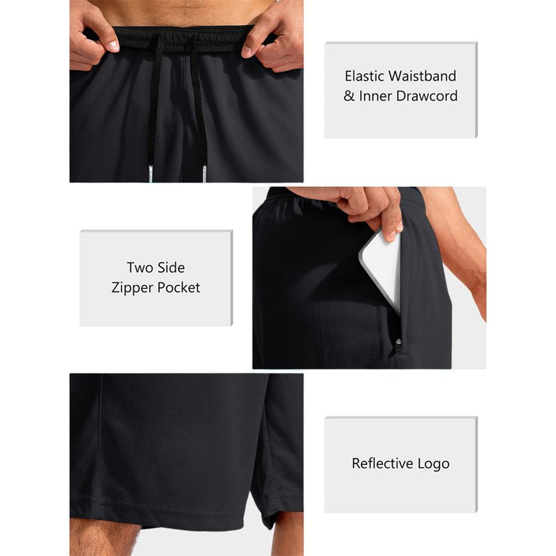 Men's Athletic Shorts with Pockets - Lightweight Quick Dry Gym Workout Bottoms