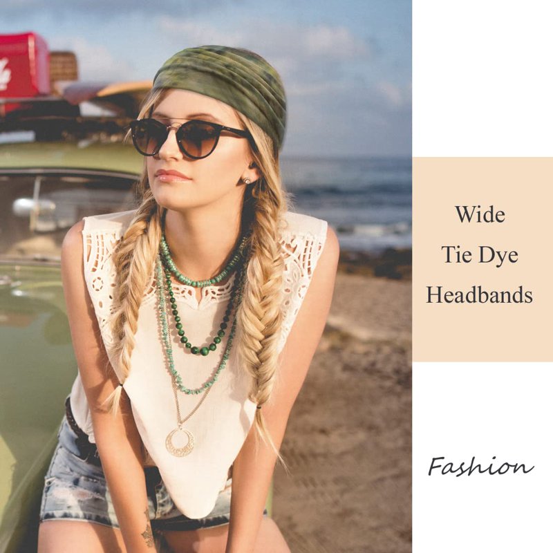 Wide Boho Headbands for Women 4 Pack Stretchy Hair Accessories for Yoga & Workout