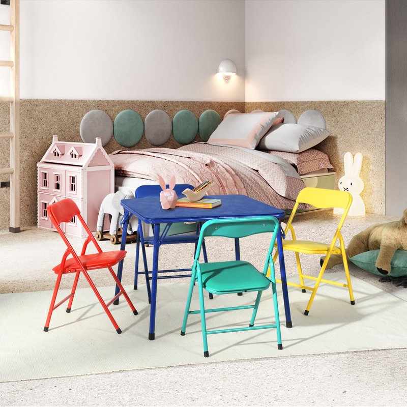 Kids Folding Play Table and Chair Set - Toddler Indoor & Outdoor Activity Furniture