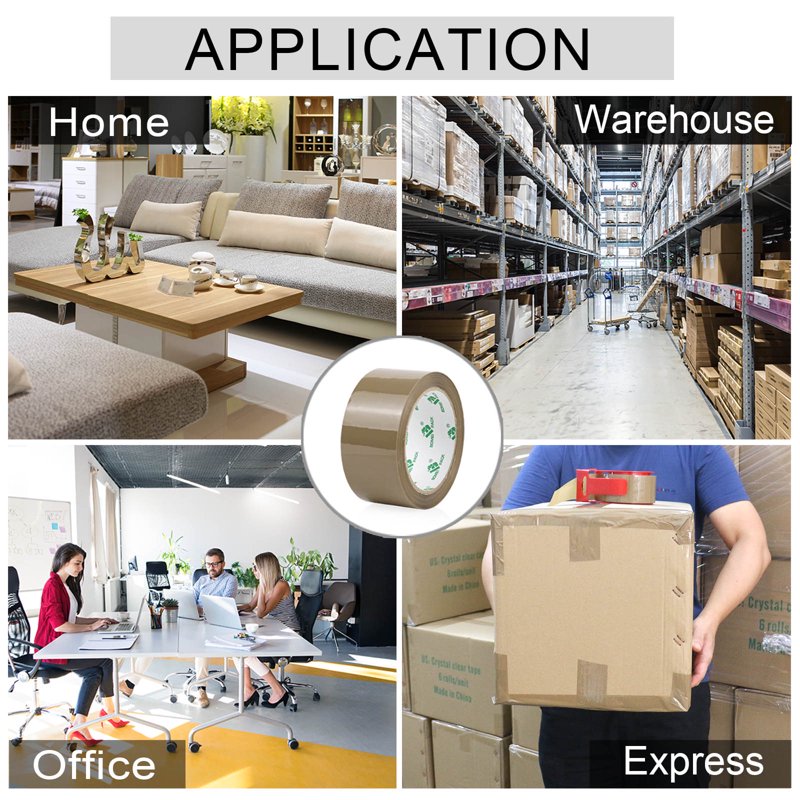 Heavy Duty Brown Packing Tape with Dispenser - 3 Rolls, 55 Yards, 2.4 Mil Thick for Shipping & Moving