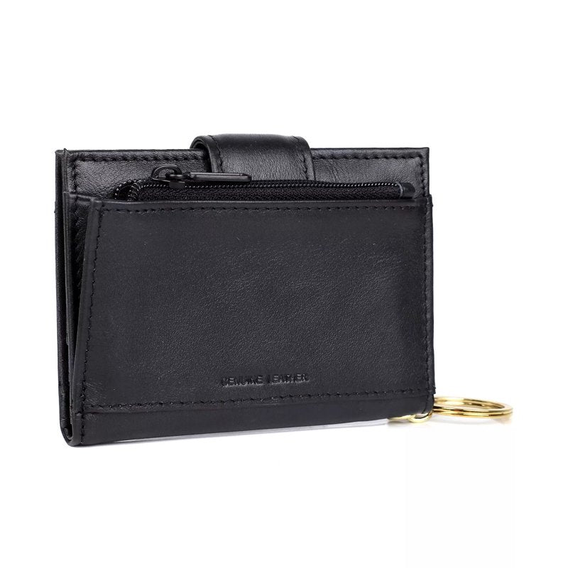 Leather Card Case for Women with Multiple Slots & Zipper Pocket - Black, Blue, Brown, Red