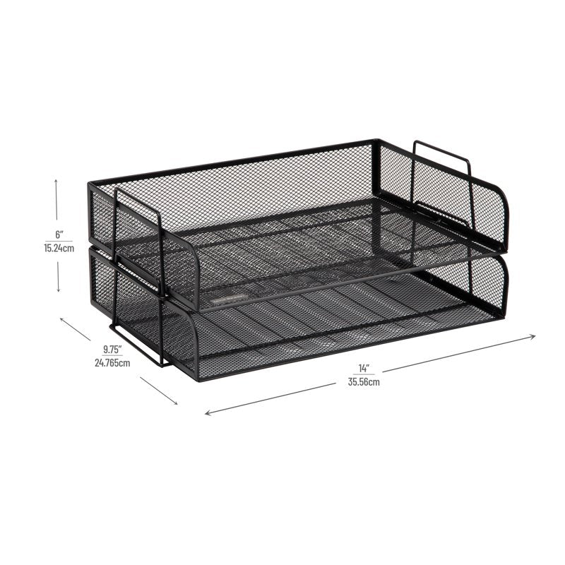 Stackable Metal Desktop Organizer for Files & Office Supplies - Silver