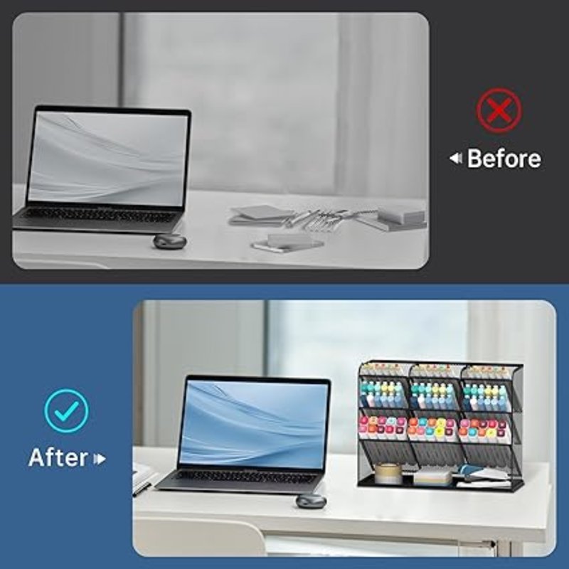 Mesh Desk Organizer with 10 Compartments for Office & Home Storage