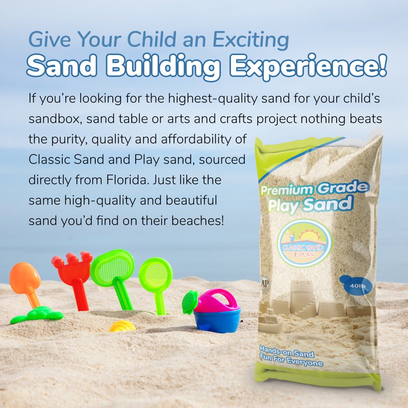 Premium Play Sand for Sandbox and Outdoor Use - 40 lbs & 20 lbs Options