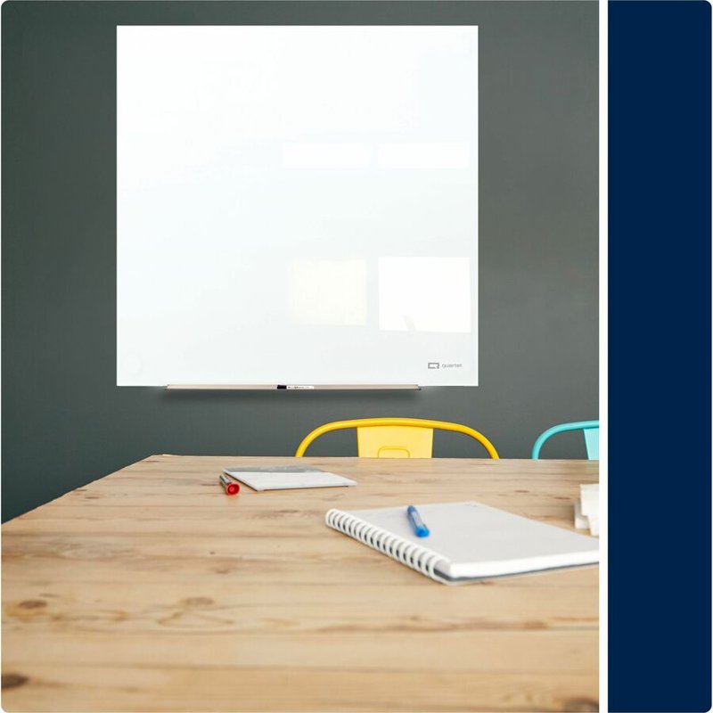 Quartet Magnetic Glass Dry-Erase Board 48 x 48 White Surface Frameless