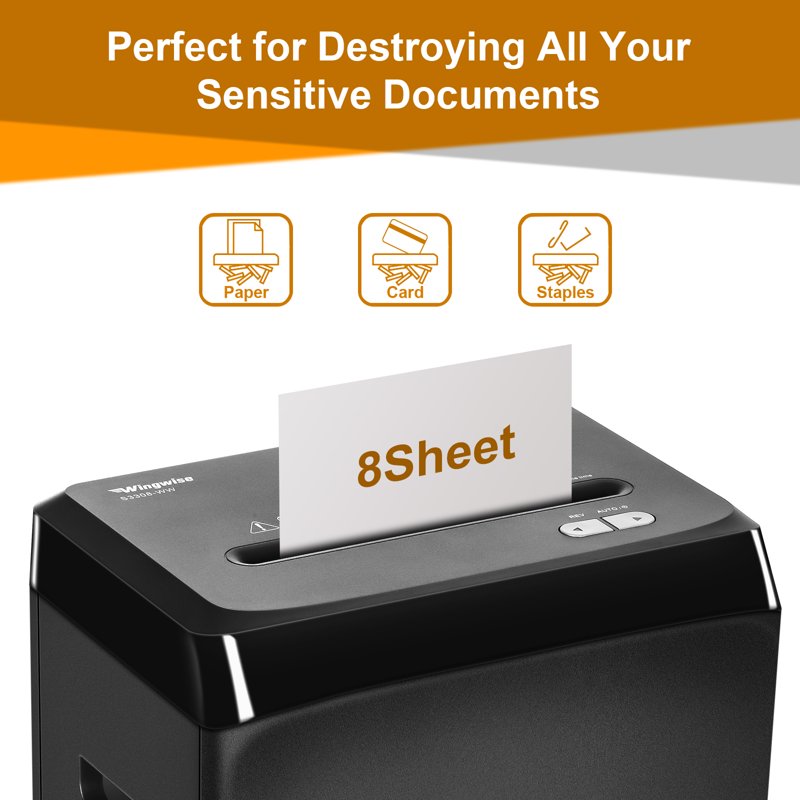 8-Sheet Cross Cut Paper Shredder with 4-Gallon Wastebin for Home Office Security