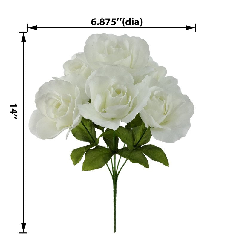 Artificial Sweet Rose Flower Picks - White, 14 Inch, Pack of 4