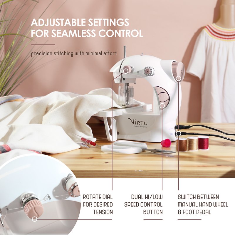 Mini Portable Sewing Machine Kit for Beginners & Kids - Craft Supplies Included