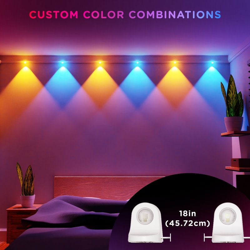 Indoor RGBWIC LED Wall Lights String with Remote - Color Changing 8ft