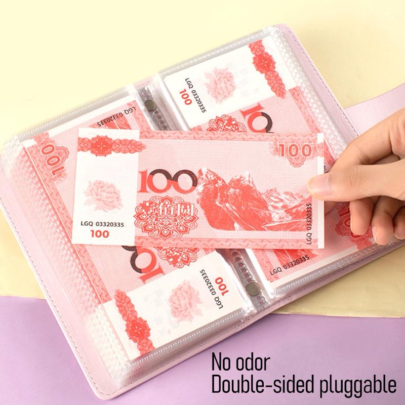Combination Lock Cash Deposit Book - PU Leather Savings Organizer, Pink, 50 Pages