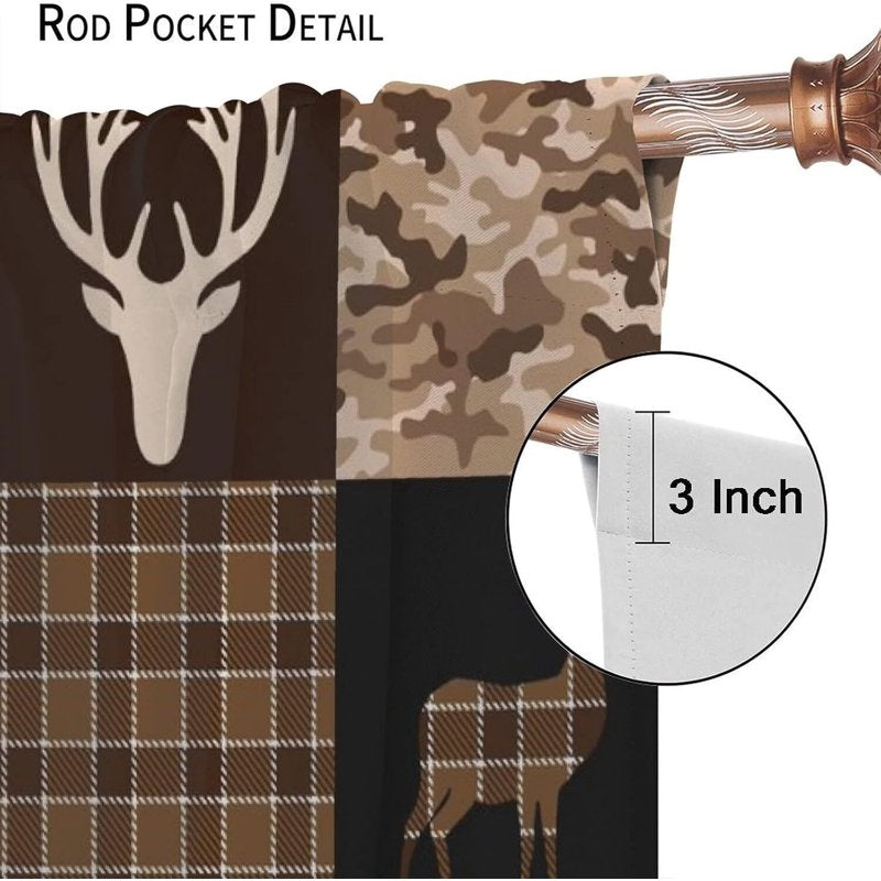Vintage Bear Deer Window Curtains - Farmhouse Style 40x28 Inches, Blackout Polyester